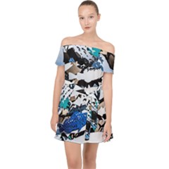 Art Fish Salmon Sydney Metal Off Shoulder Chiffon Dress