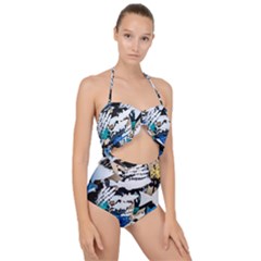 Art Fish Salmon Sydney Metal Scallop Top Cut Out Swimsuit