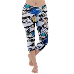 Art Fish Salmon Sydney Metal Lightweight Velour Capri Yoga Leggings