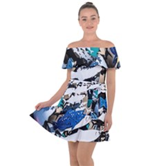 Art Fish Salmon Sydney Metal Off Shoulder Velour Dress