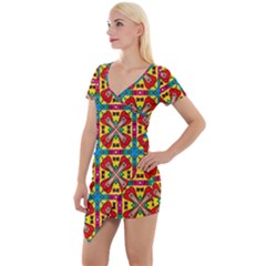 Seamless Pattern Tile Tileable Short Sleeve Asymmetric Mini Dress by Pakrebo