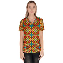 Seamless Pattern Tile Tileable Women s V-neck Scrub Top by Pakrebo