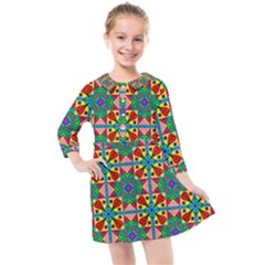 Seamless Pattern Tile Tileable Kids  Quarter Sleeve Shirt Dress