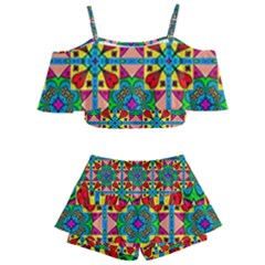 Seamless Pattern Tile Tileable Kids  Off Shoulder Skirt Bikini