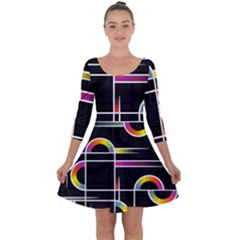 Background Abstract Semi Circles Quarter Sleeve Skater Dress by Pakrebo