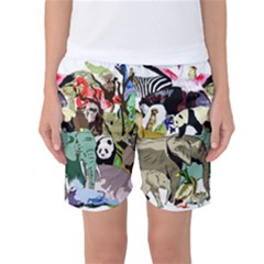 Zoo Animals Peacock Lion Hippo Women s Basketball Shorts by Pakrebo