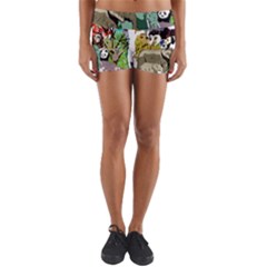 Zoo Animals Peacock Lion Hippo Yoga Shorts by Pakrebo