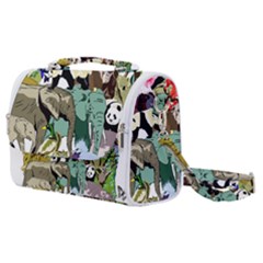 Zoo Animals Peacock Lion Hippo Satchel Shoulder Bag by Pakrebo