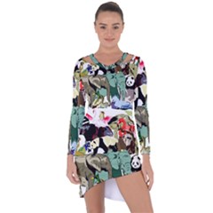 Zoo Animals Peacock Lion Hippo Asymmetric Cut-out Shift Dress by Pakrebo