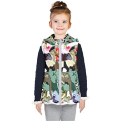 Zoo Animals Peacock Lion Hippo Kids  Hooded Puffer Vest by Pakrebo