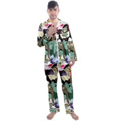 Zoo Animals Peacock Lion Hippo Men s Satin Pajamas Long Pants Set by Pakrebo