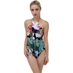 Zoo Animals Peacock Lion Hippo Go With The Flow One Piece Swimsuit by Pakrebo