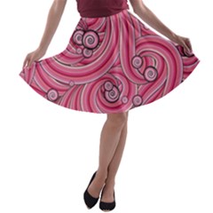 Pattern Doodle Design Drawing A-line Skater Skirt by Pakrebo