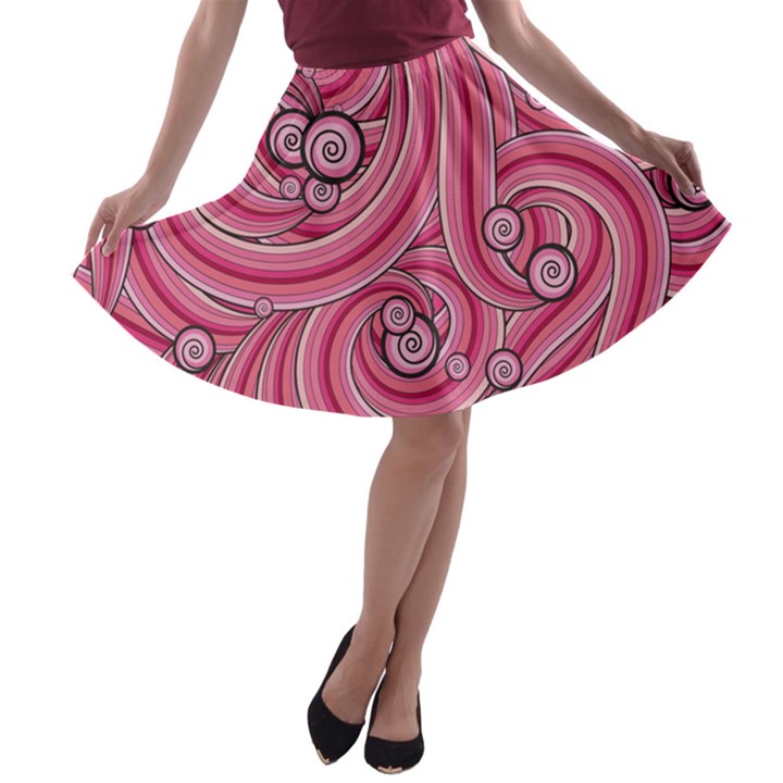 Pattern Doodle Design Drawing A-line Skater Skirt