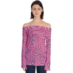 Pattern Doodle Design Drawing Off Shoulder Long Sleeve Top by Pakrebo