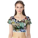 Zoo Animals Peacock Lion Hippo Short Sleeve Crop Top View1