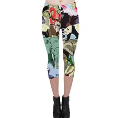 Zoo Animals Peacock Lion Hippo Capri Leggings  by Pakrebo