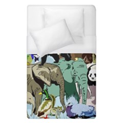 Zoo Animals Peacock Lion Hippo Duvet Cover (single Size) by Pakrebo