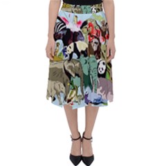 Zoo Animals Peacock Lion Hippo Classic Midi Skirt by Pakrebo