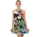 Zoo Animals Peacock Lion Hippo Halter Tie Back Chiffon Dress View1