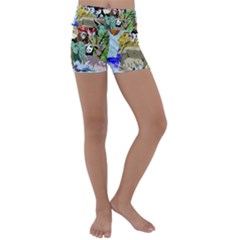 Zoo Animals Peacock Lion Hippo Kids  Lightweight Velour Yoga Shorts by Pakrebo