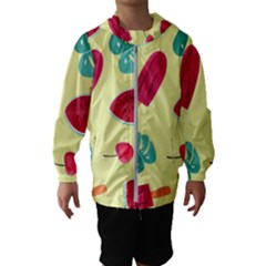 Watermelon Leaves Strawberry Kids  Hooded Windbreaker by Pakrebo