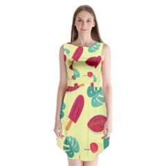 Watermelon Leaves Strawberry Sleeveless Chiffon Dress   by Pakrebo