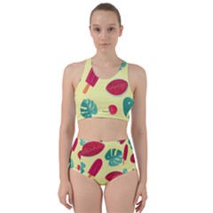 Watermelon Leaves Strawberry Racer Back Bikini Set by Pakrebo