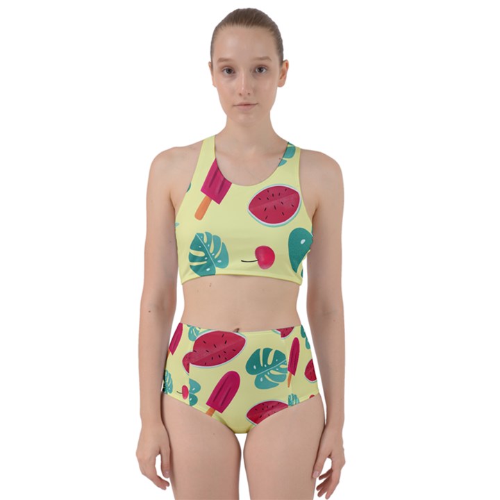 Watermelon Leaves Strawberry Racer Back Bikini Set