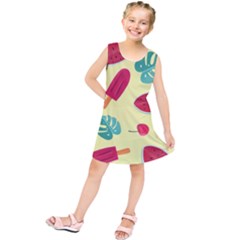 Watermelon Leaves Strawberry Kids  Tunic Dress by Pakrebo