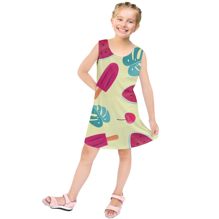 Watermelon Leaves Strawberry Kids  Tunic Dress