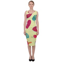 Watermelon Leaves Strawberry Sleeveless Pencil Dress by Pakrebo