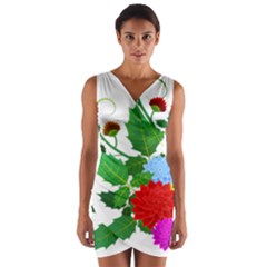 Flowers Floral Plants Nature Wrap Front Bodycon Dress by Pakrebo