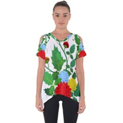 Flowers Floral Plants Nature Cut Out Side Drop Tee by Pakrebo