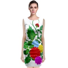 Flowers Floral Plants Nature Sleeveless Velvet Midi Dress by Pakrebo