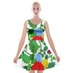 Flowers Floral Plants Nature Velvet Skater Dress by Pakrebo