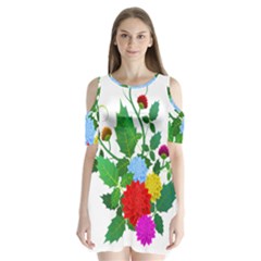 Flowers Floral Plants Nature Shoulder Cutout Velvet One Piece by Pakrebo