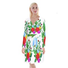 Flowers Floral Plants Nature Long Sleeve Velvet Front Wrap Dress by Pakrebo