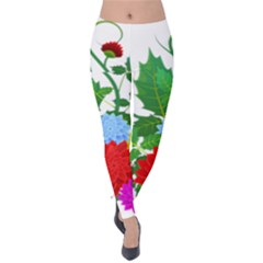 Flowers Floral Plants Nature Velvet Leggings by Pakrebo