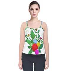 Flowers Floral Plants Nature Velvet Spaghetti Strap Top by Pakrebo