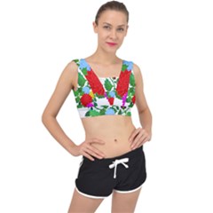 Flowers Floral Plants Nature V-back Sports Bra by Pakrebo