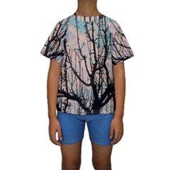 Fruit Tree Silhouette Aesthetic Kids  Short Sleeve Swimwear by Pakrebo