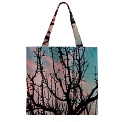 Fruit Tree Silhouette Aesthetic Zipper Grocery Tote Bag by Pakrebo