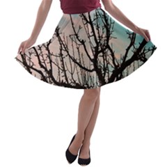 Fruit Tree Silhouette Aesthetic A-line Skater Skirt by Pakrebo