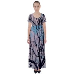 Fruit Tree Silhouette Aesthetic High Waist Short Sleeve Maxi Dress by Pakrebo