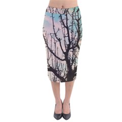 Fruit Tree Silhouette Aesthetic Velvet Midi Pencil Skirt by Pakrebo