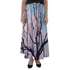 Fruit Tree Silhouette Aesthetic Flared Maxi Skirt by Pakrebo