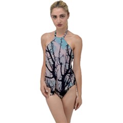 Fruit Tree Silhouette Aesthetic Go With The Flow One Piece Swimsuit by Pakrebo