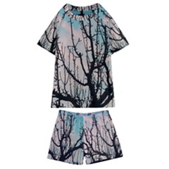 Fruit Tree Silhouette Aesthetic Kids  Swim Tee And Shorts Set by Pakrebo