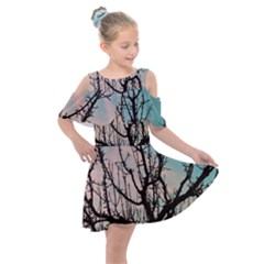 Fruit Tree Silhouette Aesthetic Kids  Shoulder Cutout Chiffon Dress by Pakrebo